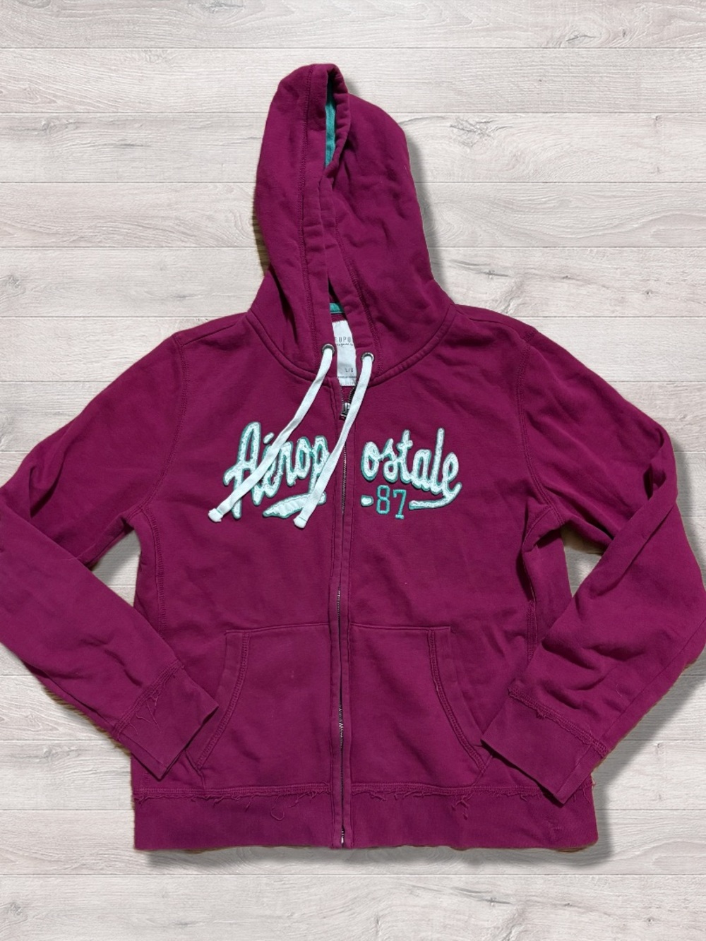 Y2K 2000s Aeropostale Aero Full Zip Purple Embroidered Hoodie Large